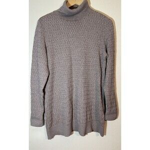 Land's End Women's Tunic Oversized Turtleneck Sweater - Tan - Size Medium NEW